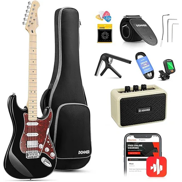 DST-152B EC1416 Donner Guitarra Eléctrica Negra/Tortoise